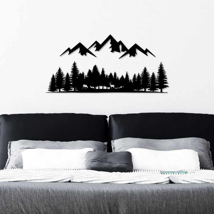 Wallity Nature And Mountain - 5 Escultura de Pared de Metal Negra